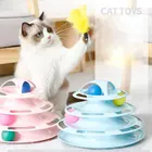 Игрушка для кошек, Симпатичные 4-уровневые интерактивные игрушки для кошек вращающийся стол с мячом, трехслойная Дразнилка, мышь, котенок, товары для молодых питомцев