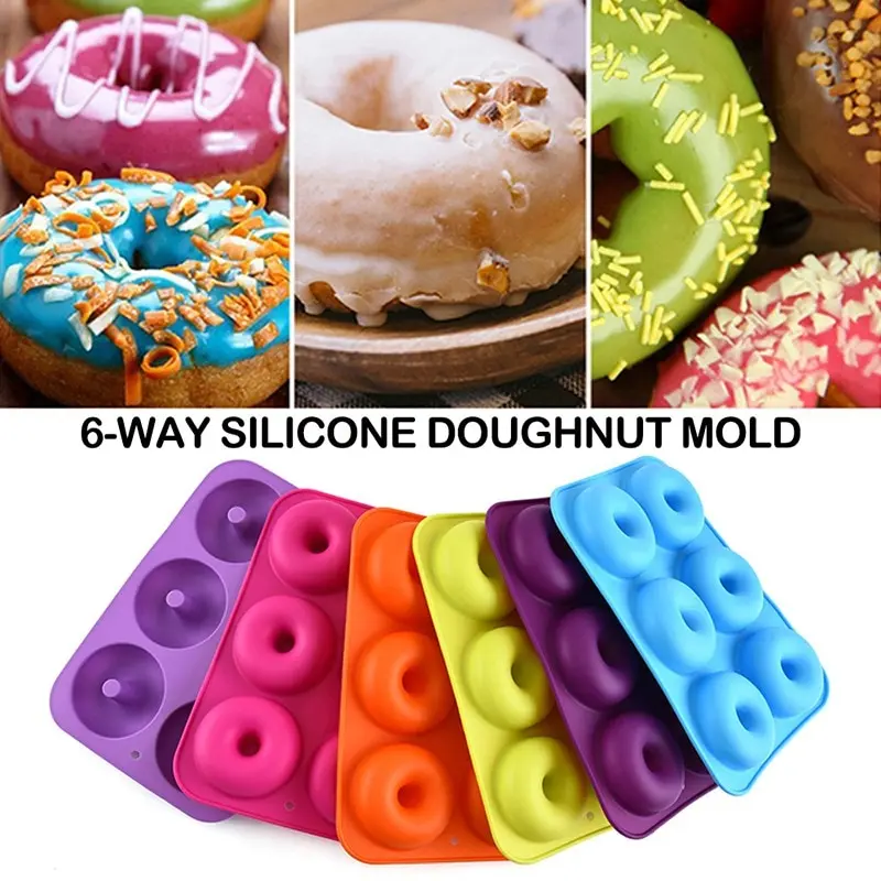 

Silicone Donut Mold Strawberry Cake Mould Non-Stick Candy Doughnut Baking Pan Bakeware Tool 2021 New