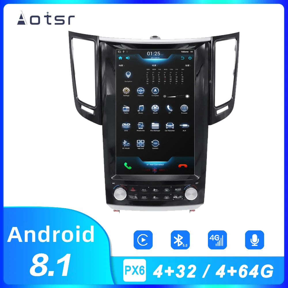 Автомобильный плеер AOTSR в стиле Tesla Android 8 PX6 для Infiniti FX FX25 FX35 FX37 QX70 автомобильный