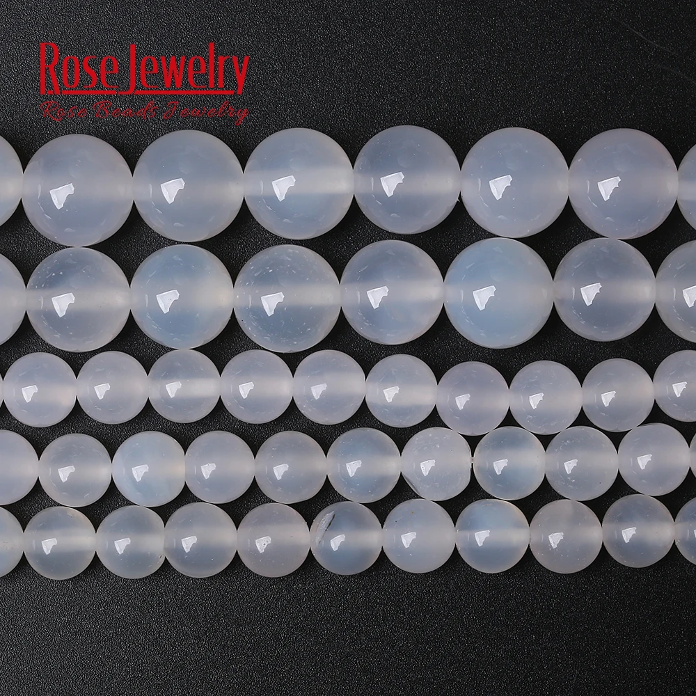 ААААА качество натуральный камень белый Агаты круглые свободные нити бусины 15