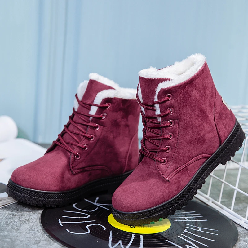 

Winter New Casual Women's Boots Comfortable Warm Lining Lace-Up Shoes Promotion High Quality Non-Slip Ladies Extra Large Size