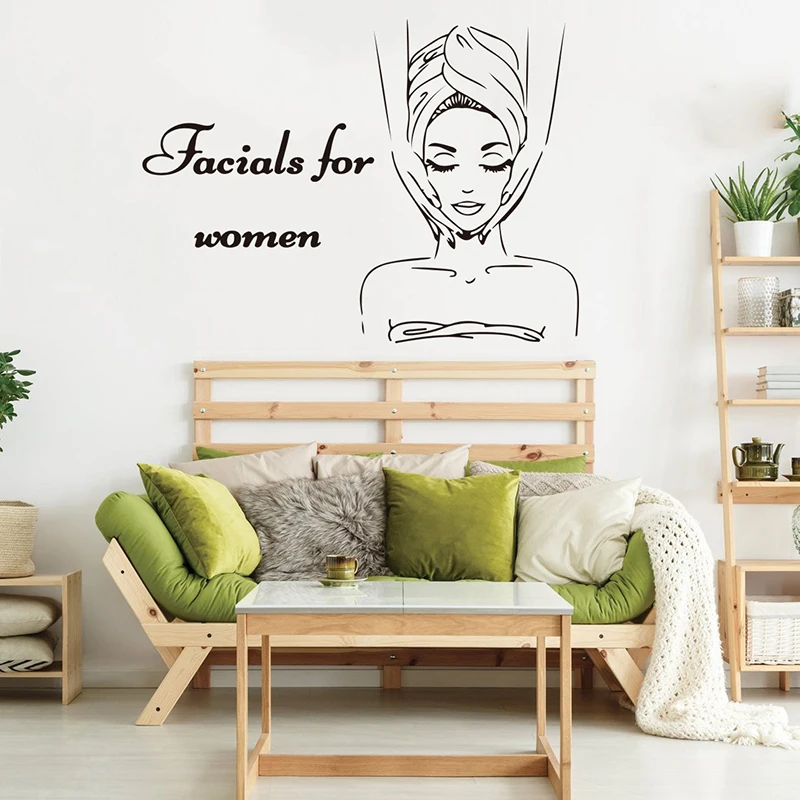 

Large Beauty Skin Care Facials For Women Wall Sticker Spa Shop Beauty Salon Shop Wall Window Decal Vinyl Decor