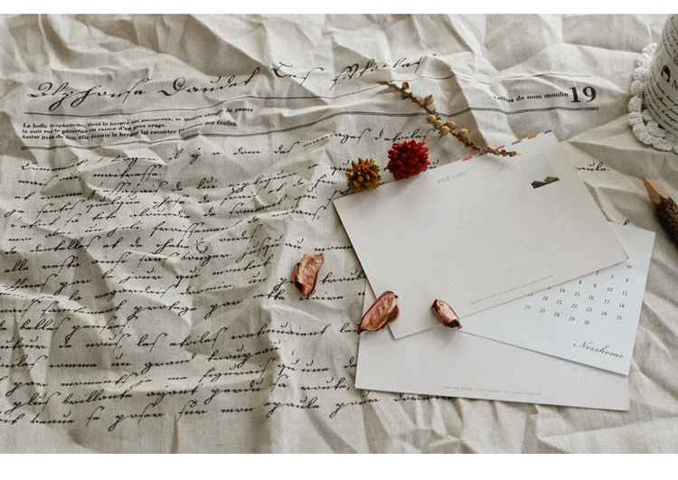 Льняная ткань с английским алфавитом кофейная текстовым принтом аксессуары