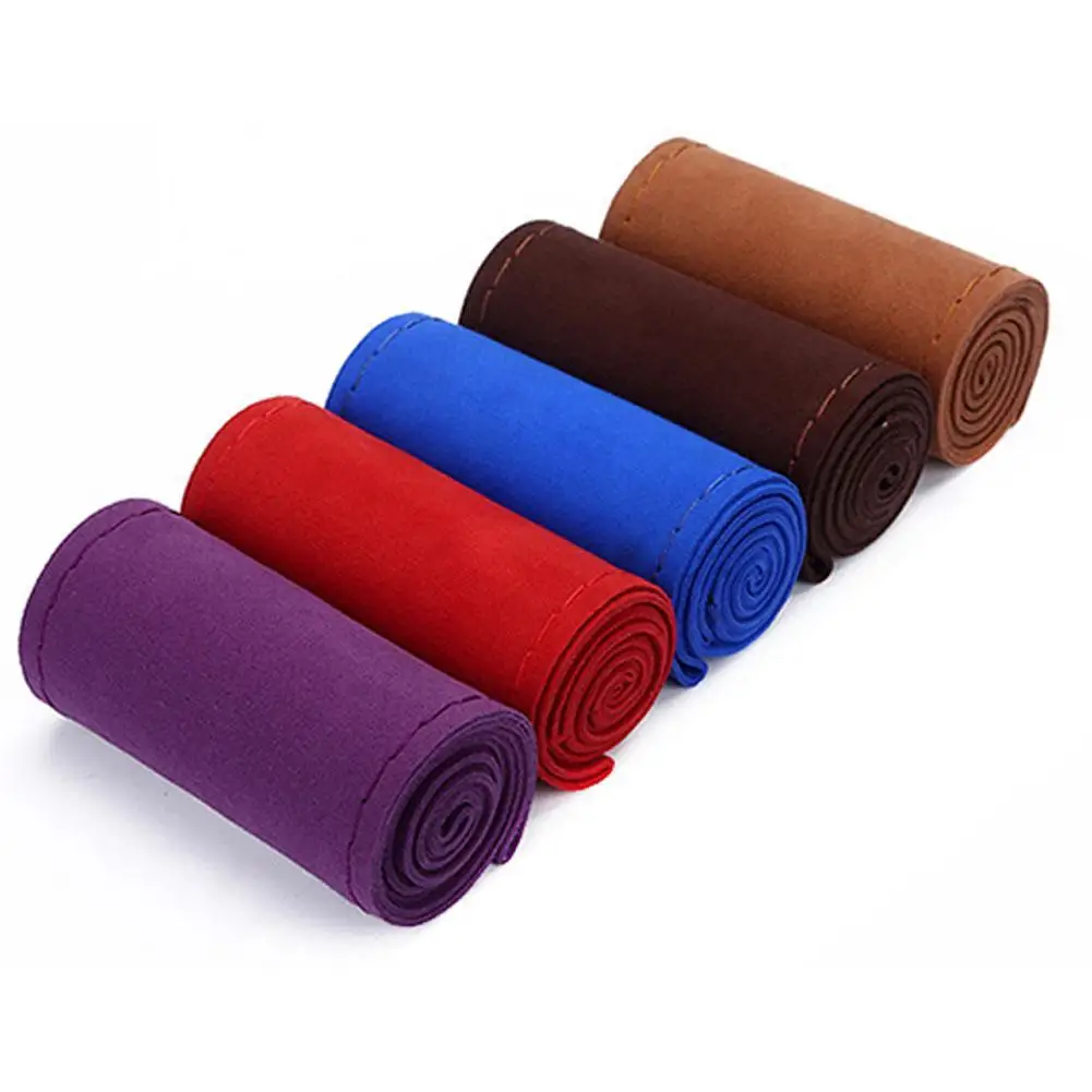 

Car Steering Wheel Cove Crafted Mannual Leather Car Suite Cover Soft Sweat-absorbent Accessories Auto Texture DIY P1P9