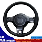 Чехол рулевого колеса автомобиля мягкая черная искусственная кожа PU для Volkswagen VW Golf 6 VI Plus Polo Tiguan Touran Caddy Jetta Braid