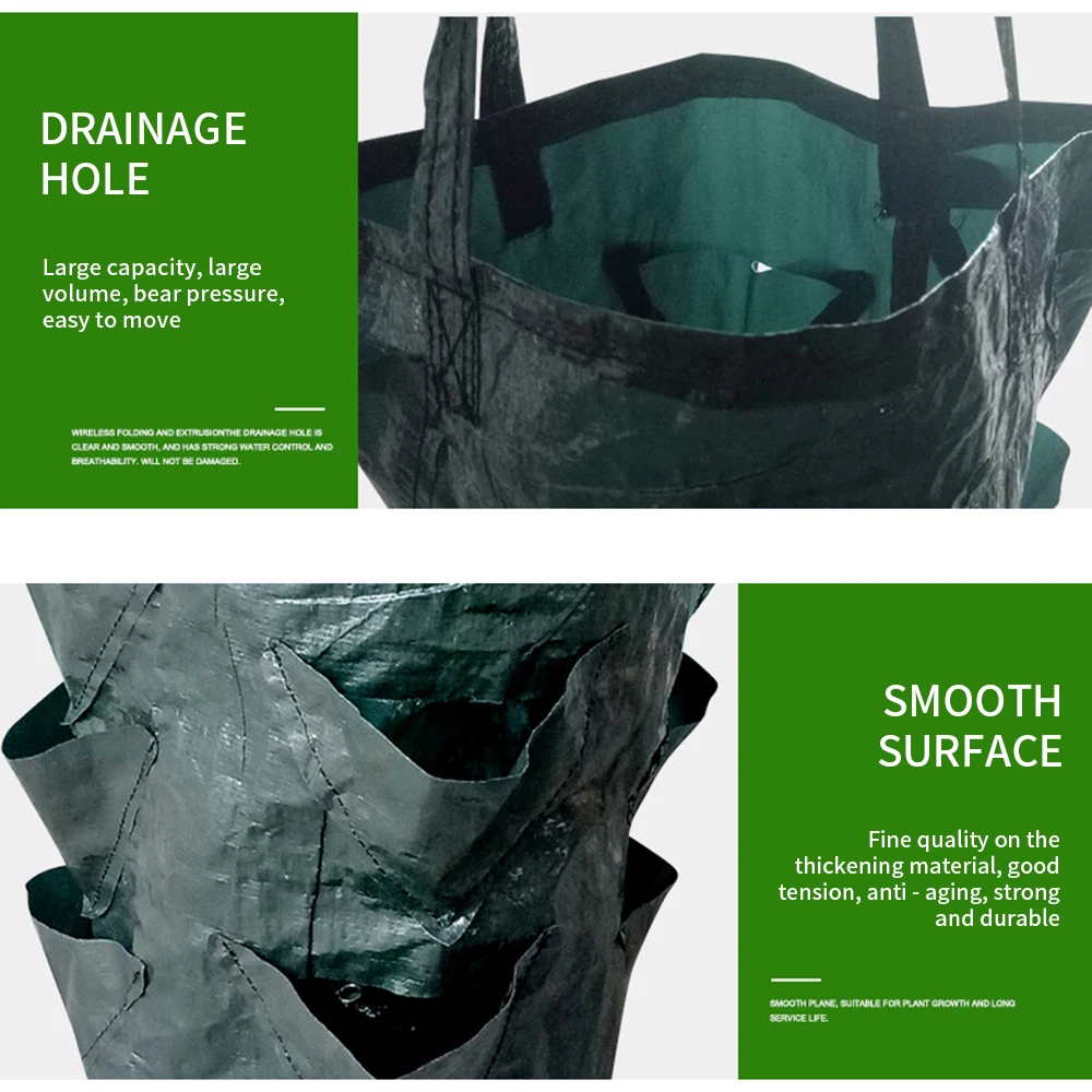 

Strawberry Planting Growing Bag 3 Gallons Multi-mouth Container Bags Grow Planter Pouch Root Bonsai Plant Pot Garden Supplies