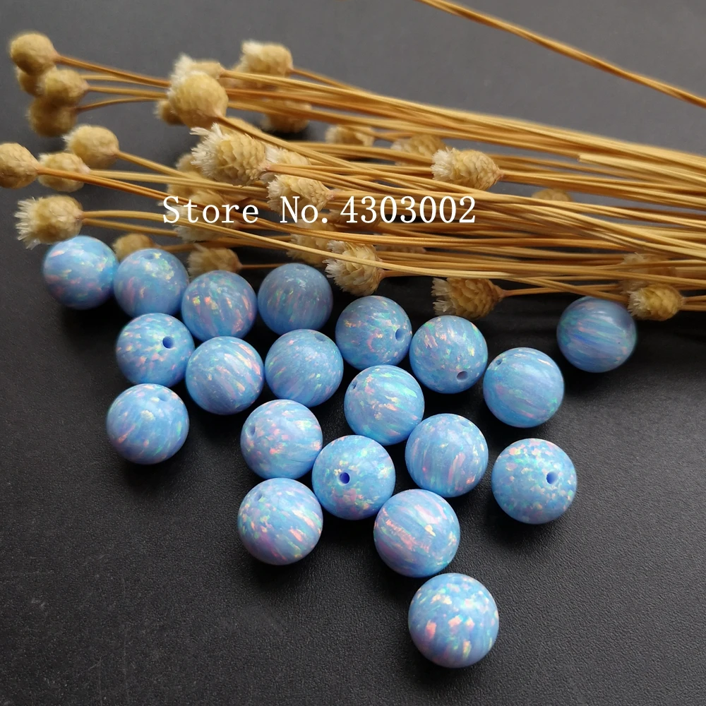 10 штук/лот 10 мм синтетические круглые шарики из опалового камня Cornflower Blue OP26 для создания украшений своими руками.