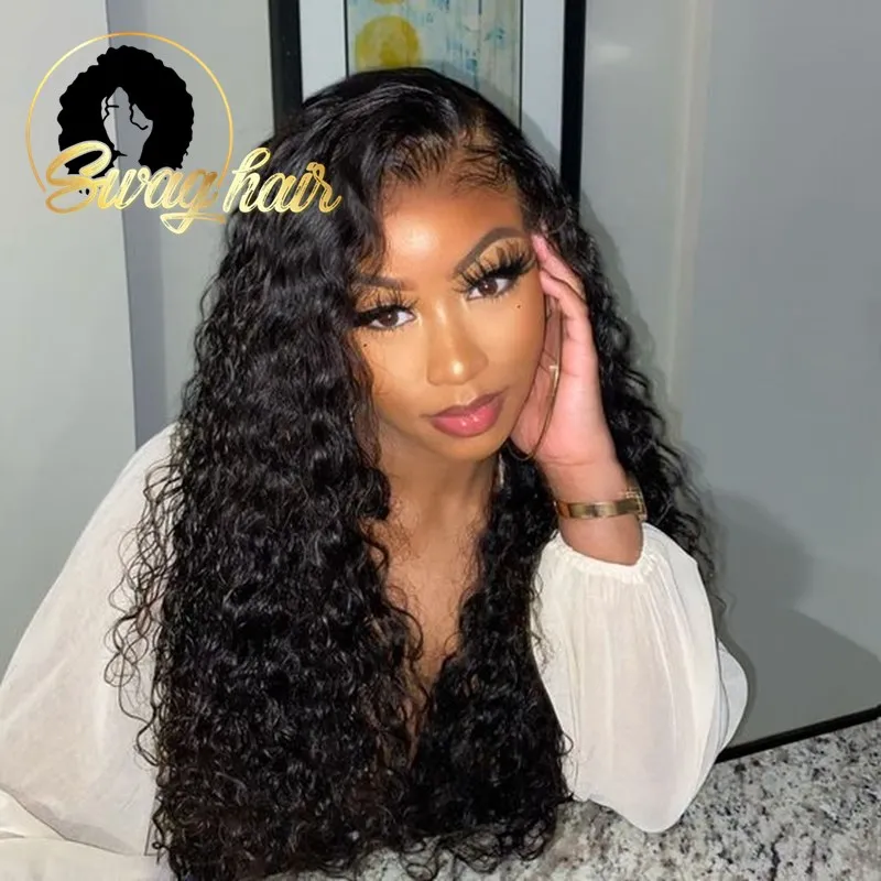 Swag волна воды 13X4 парик фронта шнурка бразильские человеческие волосы для женщины