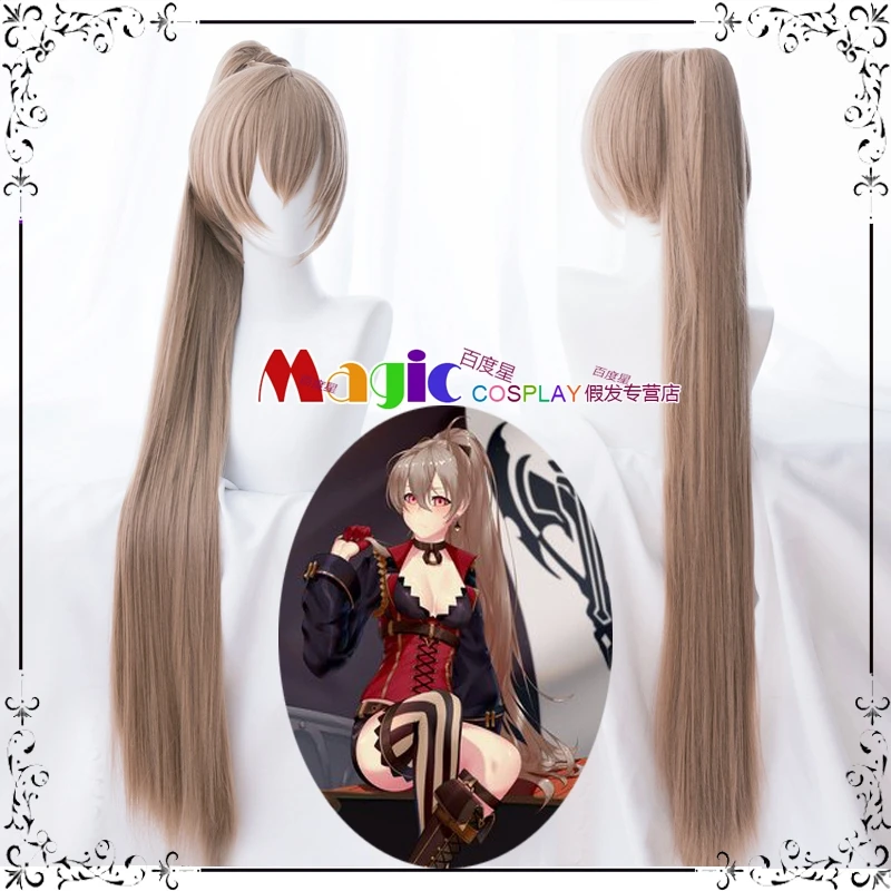 

Azur Lane MNF Jean Bart Ponytail Long Straight Cosplay Heat Resistant Synthetic Hair Carnival Halloween Party + Free Wig Cap