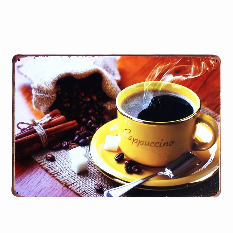 

Metal Tin Signs HD Coffee Decorative Plates Retro Metal Plaque Vintage Bar Pub Cafe Home Kitchen Wall Decor N045
