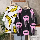 Футболка женская оверсайз с коротким рукавом, Модный 3D топ с банановыми губами в стиле Харадзюку, уличная одежда в стиле Харадзюку, y2k, лето