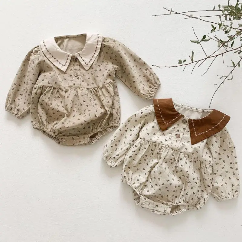 

Toddler Baby Girl Long Sleeve Bodysuits Spring Lovely Princess Style Newborn Baby Girl Flower Jumpsuit Kids Cotton Clothes