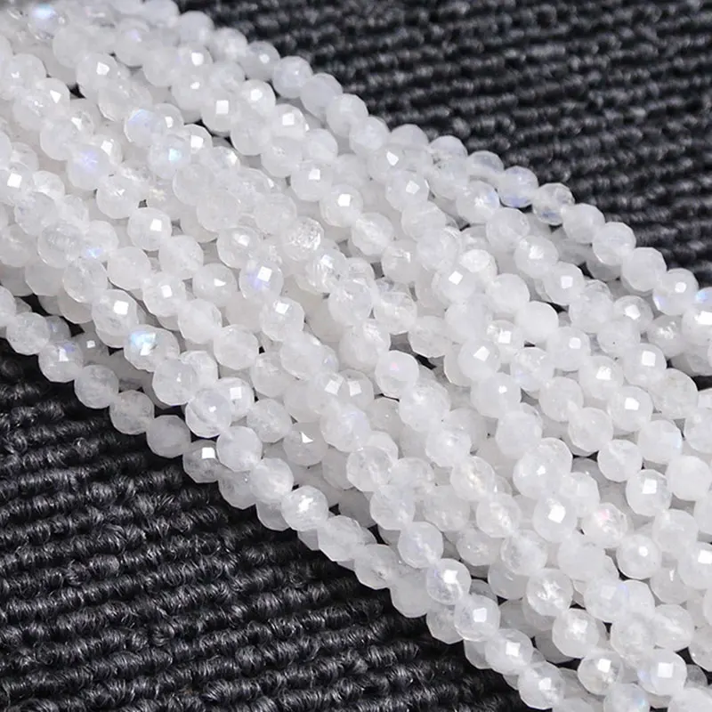 2-4 мм AA натуральный белый лунный камень бусины круглые граненые разделители