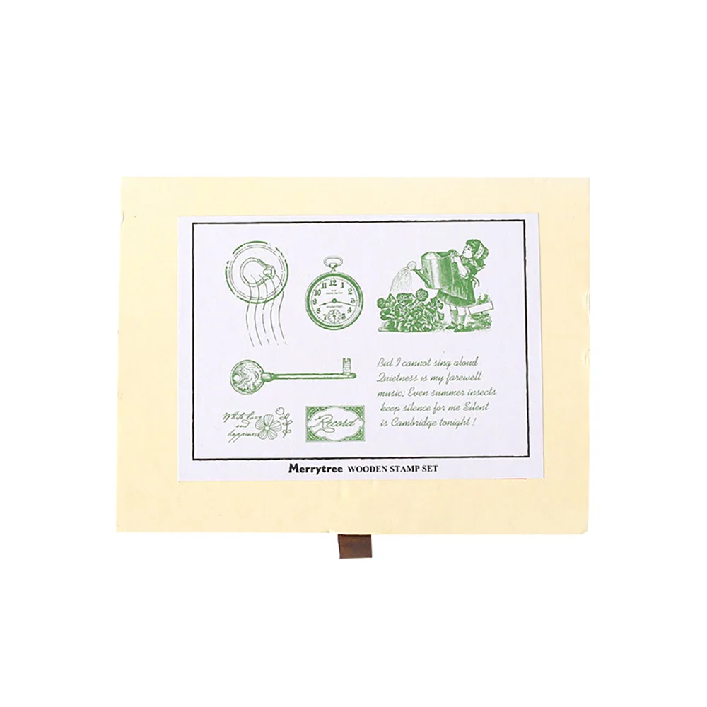 

Lychee Life Vintage Wooden Stamp Rubber Stamps DIY Album Cards Scrapbooking Crafts Decoration