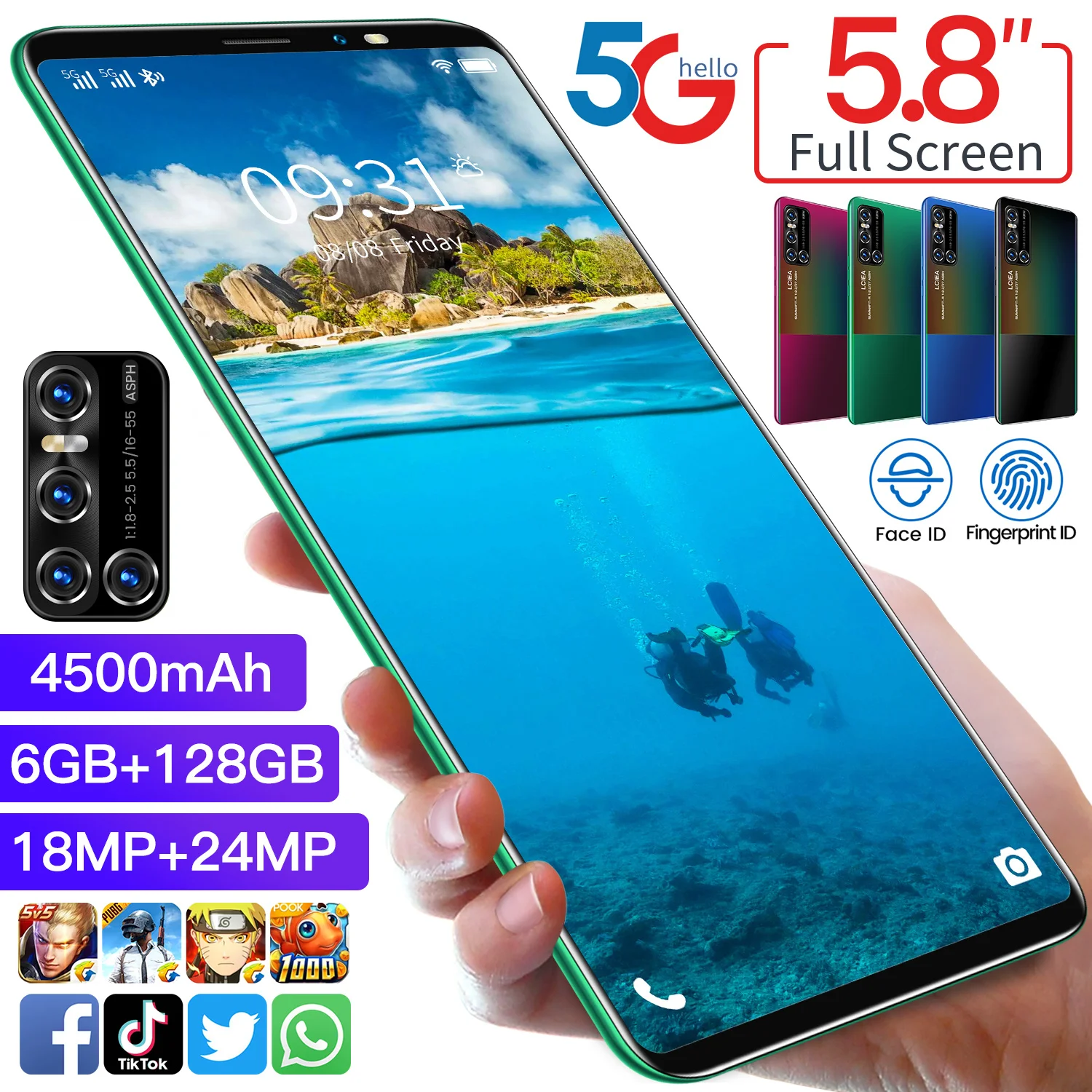 

[2021World Premiere] V19MINI Smartphone 5.8 Inch Android10 HD Screen 5G Cellphone 6+128GB Face ID 4500mAh Dual SIM Mobile Phone