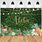 Фон для фотосъемки Aloha с зеленой травой Луау с днем рождения, деревенский тропический цветок, фон для фотосъемки, баннер, украшение