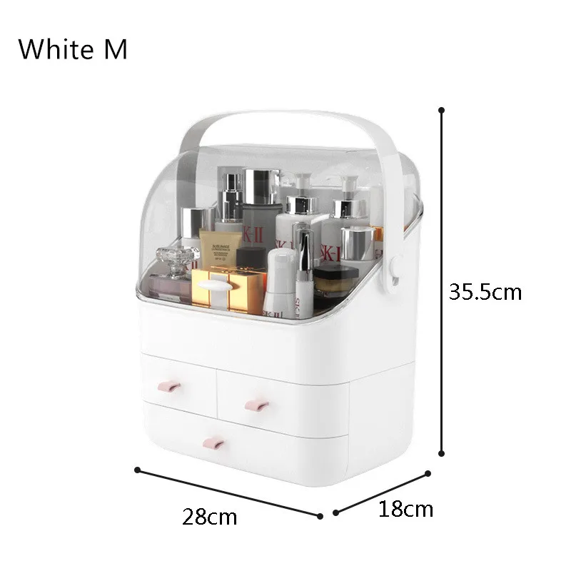 White Square M Портативный косметический ящик С Пылезащитным покрытием Мумия Хранение Косметики коробка Органайзер Ящики Пластиковые Ювелирные изделия парфюмерный контейнер водонепроницаемый - Цвет: White Square M