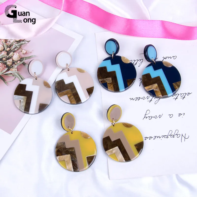 Женские круглые серьги-подвески GuanLong большие геометрические Винтажные серьги из
