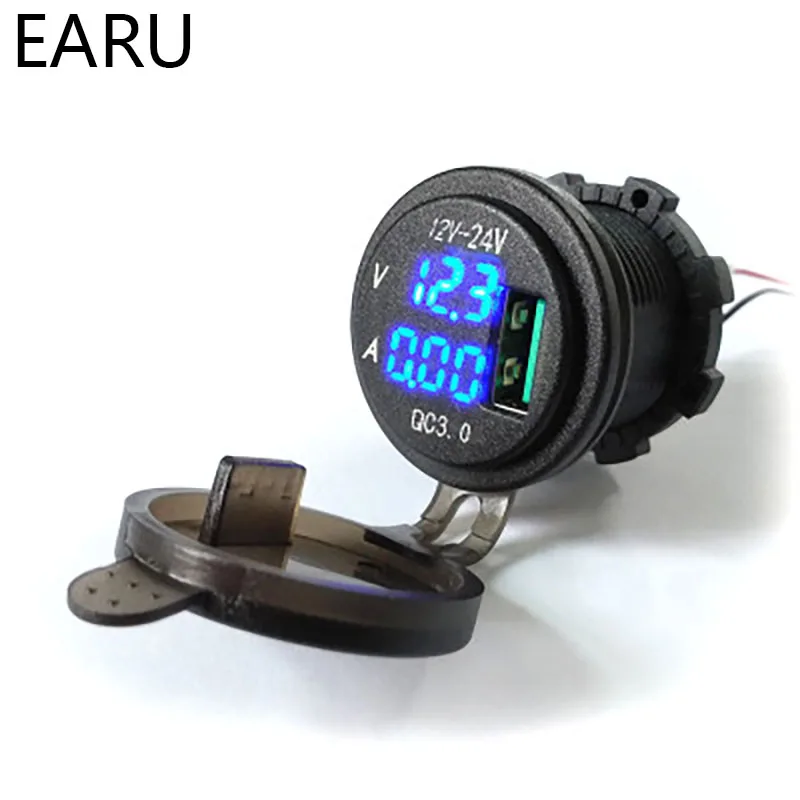 QC3.0 Quick charge Waterproof Voltage Meter Voltmeter current Display Single usb output Car and motorcycle modified car charger |
