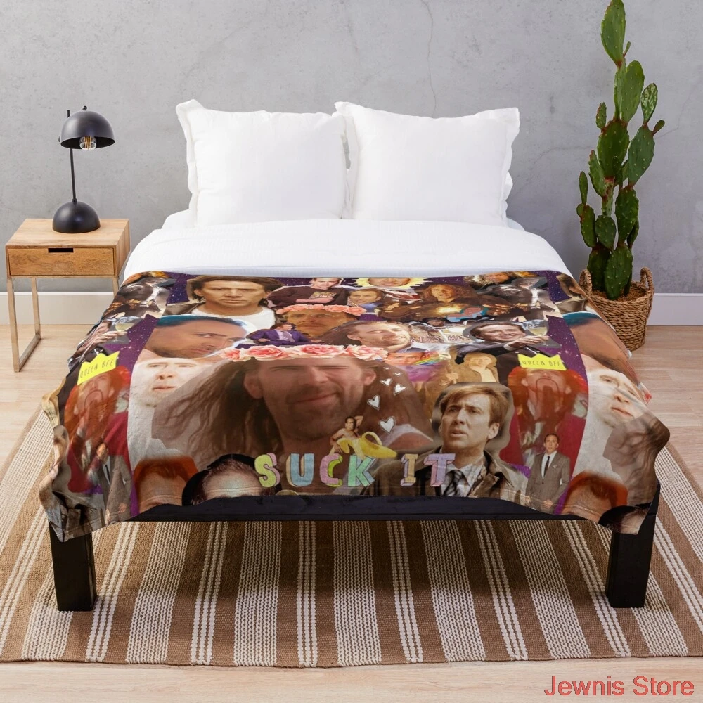 

Nic Cage Collage Throw Blanket Soft Cozy Throw Lightweight MicroFleece Sofa All Season Living Room/Bedroom Warm Blanket
