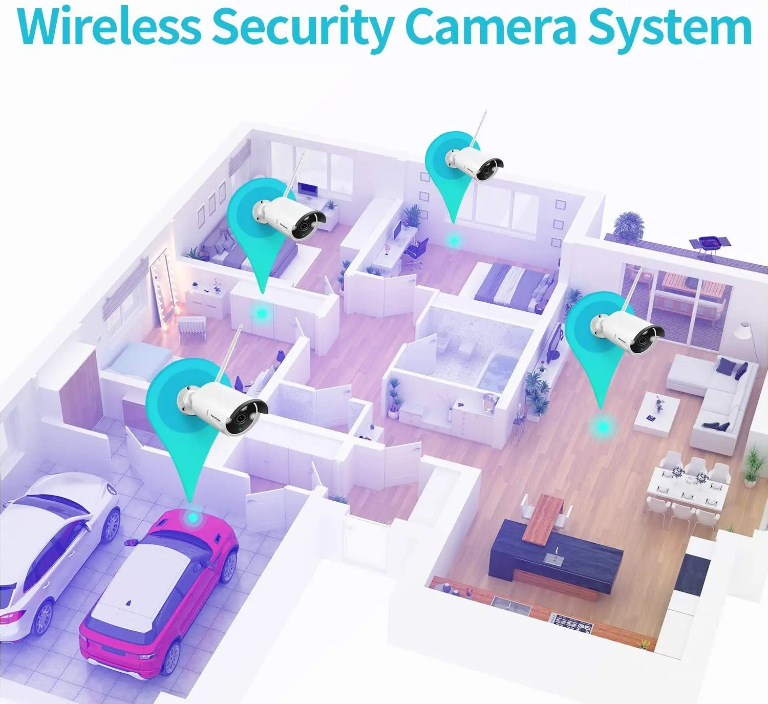 Беспроводная система видеонаблюдения YUNSYE 1080P с записью звука комплект уличных