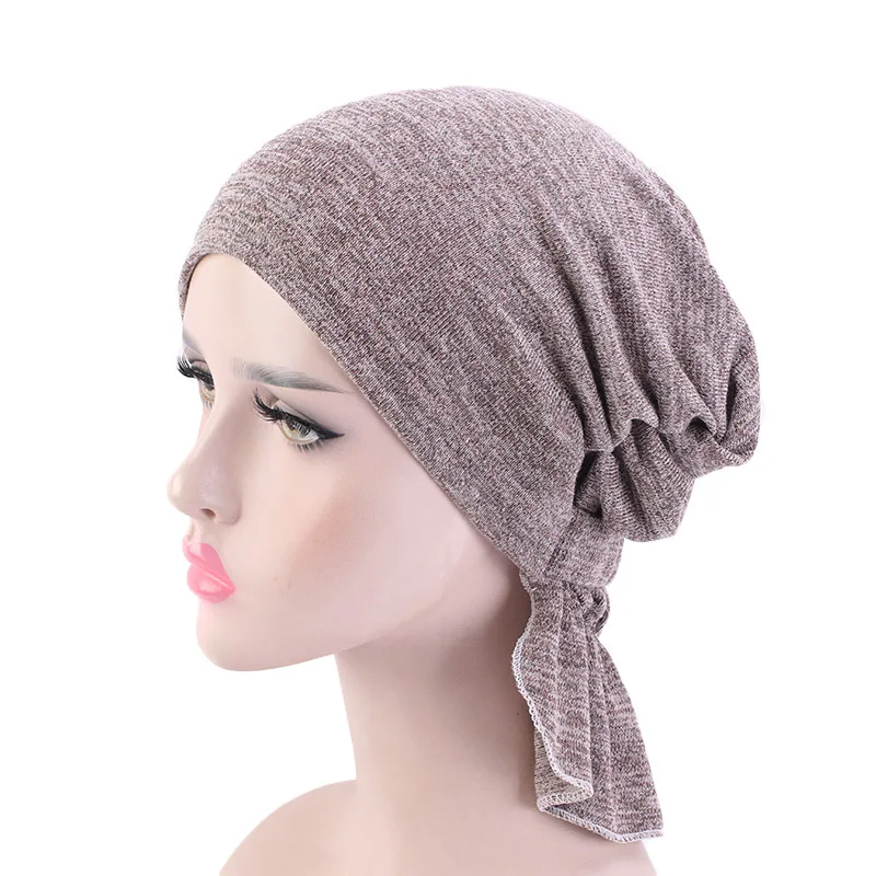 

Womens Muslim Hijab Stretchy Cotton hat Turban Hair Caps Cover Hair Loss Head Scarf Wrap Pre-Tied Headwear Strech Hair Styling
