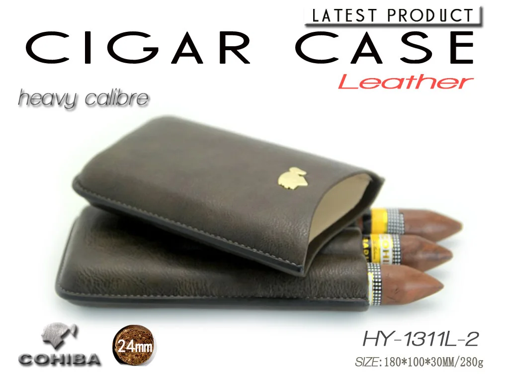 

New Cohiba Cigar case humidor Leather portable Travel 3 tube Smoking Gadget Accessories 4 colors HY-1311L