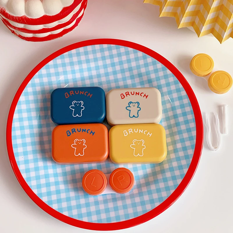 

Eyes Care Container Cute Round Lens Case Mirror Travel Glasses Lenses Fashion Classic Box Kit Holder Cartoons Contact Lens Case