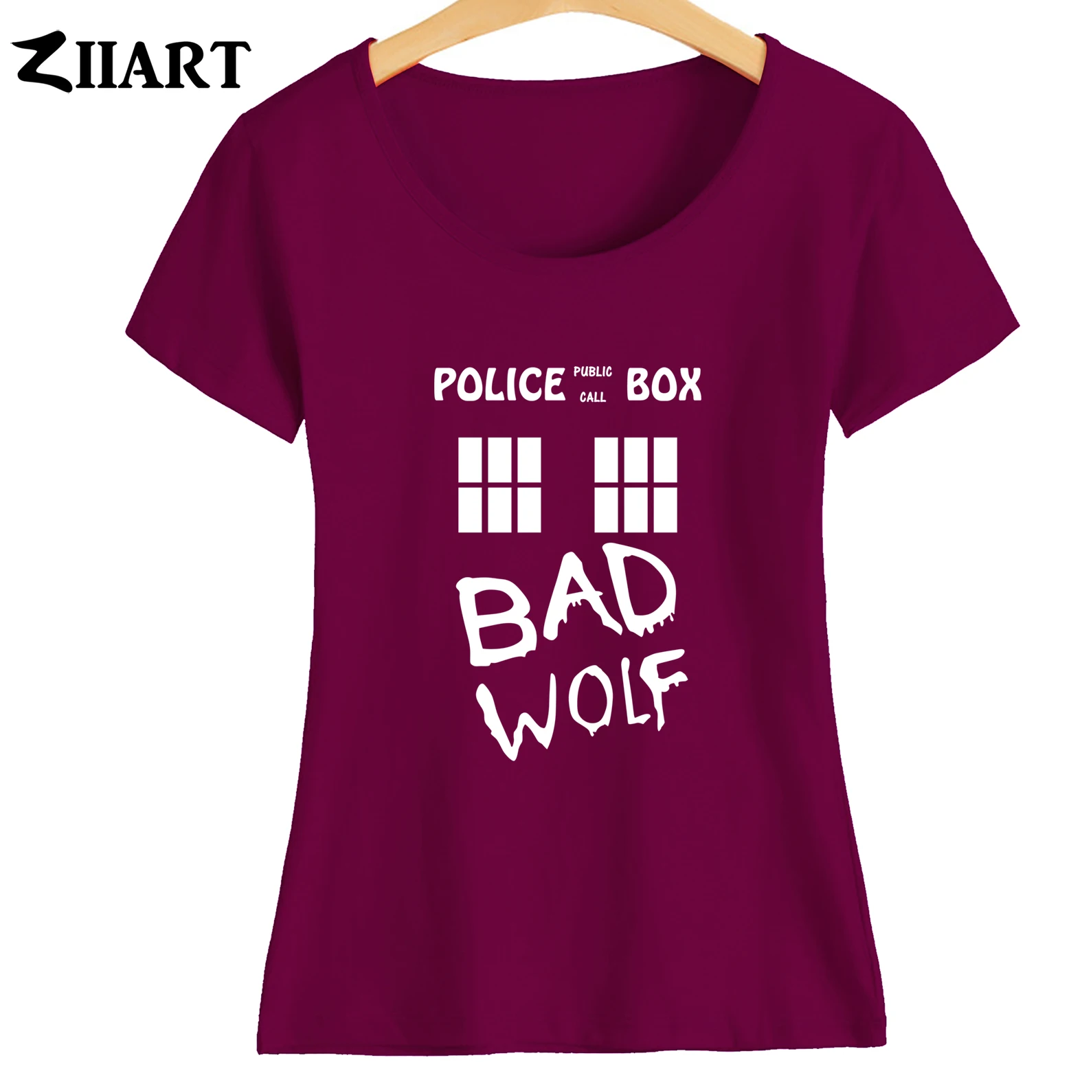 Doctor Who Bad Wolf TARDIS Police Box Public Call Woman Girl Cotton Summer Casual Short Sleeve T-shirt ZIIART | Женская одежда