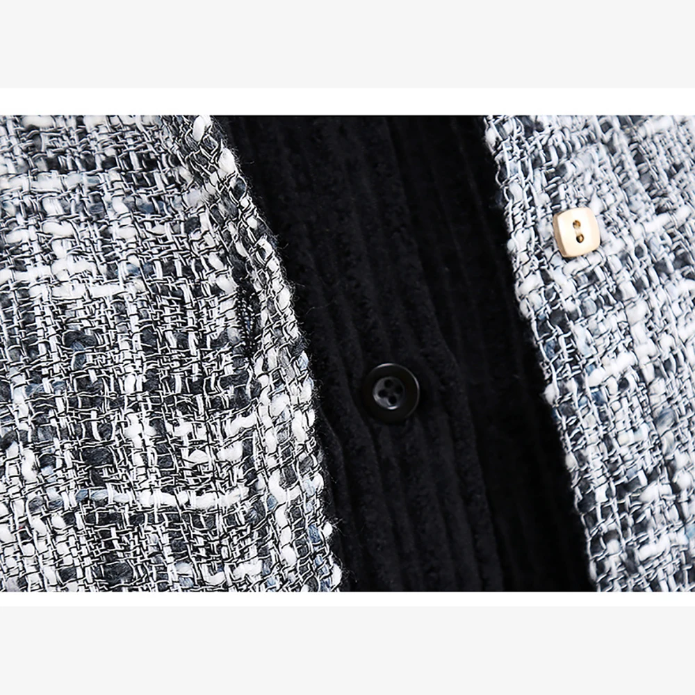 

YUANYUANJYCO Spring Autumn Women Long Casual Dresses Fashion Patchwork Plaid Long Sleeve Straight Double Collar Clothes