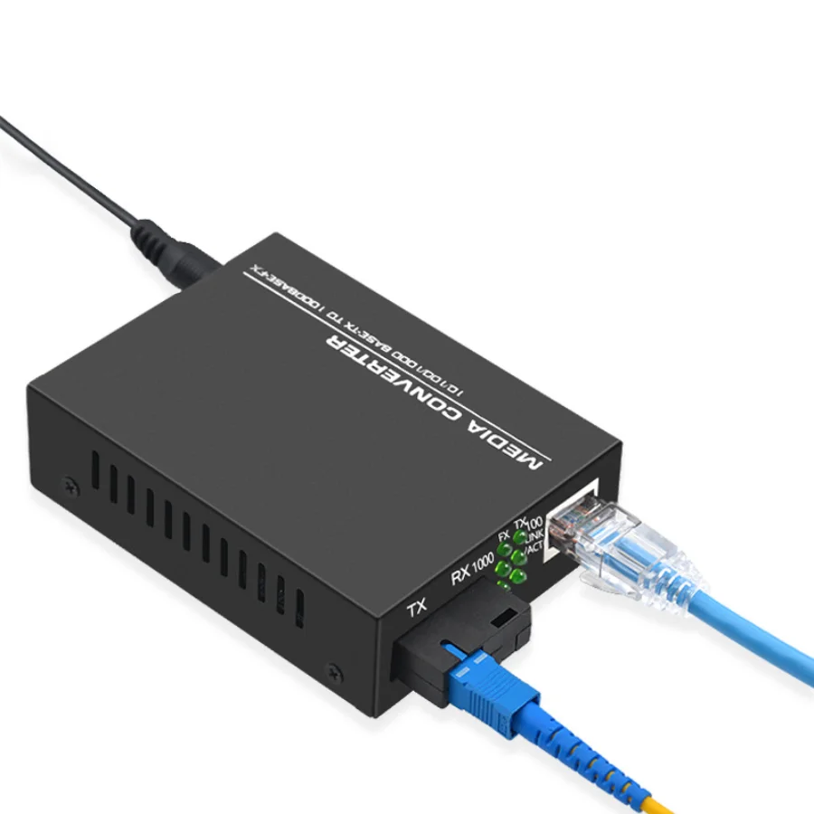 1 Pair Fiber Optic Media Converter Gigabit 10/100/1000Base Single-mode Single Fiber Transceiver 20Km Photolectric Transducer