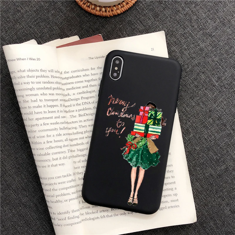 Новогодний модный силиконовый чехол для телефона девочек iPhone Xs 11 Pro Max 6S 7 8 Plus XR 5 SE
