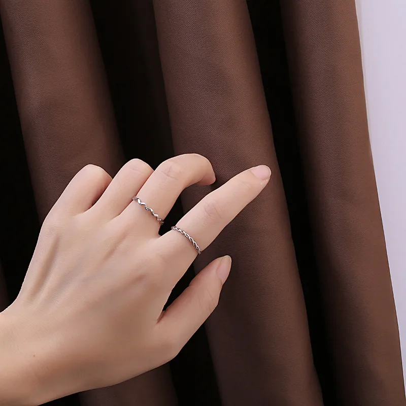

2PCS/SET Fashion Simple Wave Shaped Metal Hand Knuckle Rings For Women Girls Opening Twist Finger Ring Accessories Jewelry