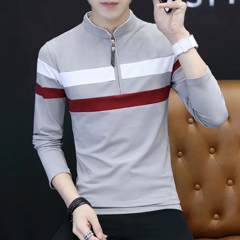 

New long-sleeved T-shirt with men's collar in autumn and leisure long-sleeved T-shirt
