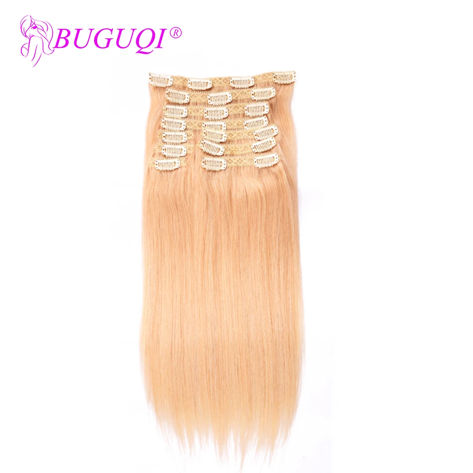 Человеческие волосы для наращивания BUGUQI на заколках бразильские #22 Remy 16- 26 дюймов