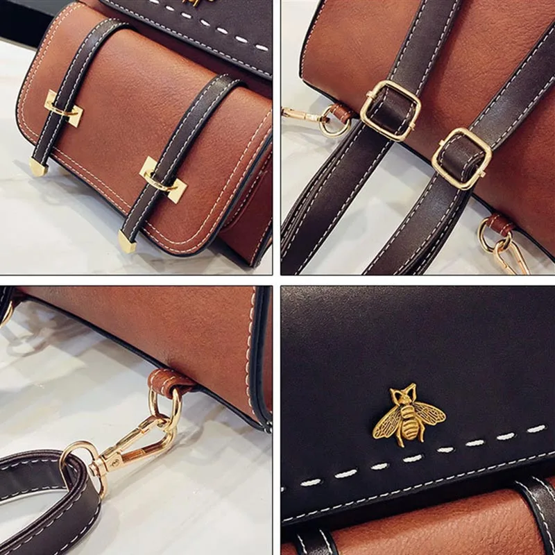 LISM 2019 new contrast color retro backpack female wild England pu leather student small simple casual tide package | Багаж и сумки