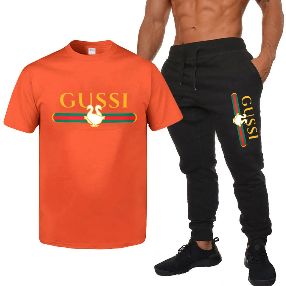 

Summer suit, new trend printed T-shirt, cotton casual pants, 2021