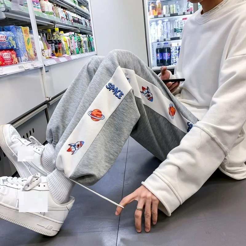 

summer men korea style pants ankle length plus size 6XL high street hip hop cartoon funny pants oversize loose pants