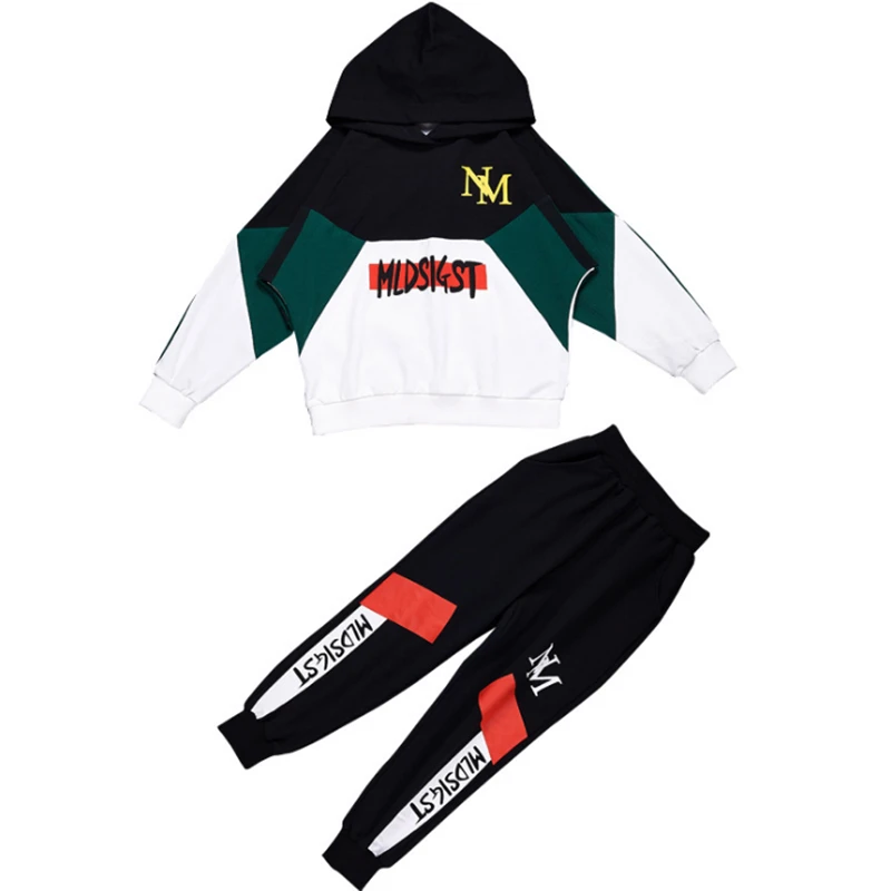 Fall Hip Hop Costume Children's Clothing Set Outfit Boys Long Sleeve Sports Suit Kids Hoodies+ Pants 2 Pcs Set Tracksuit