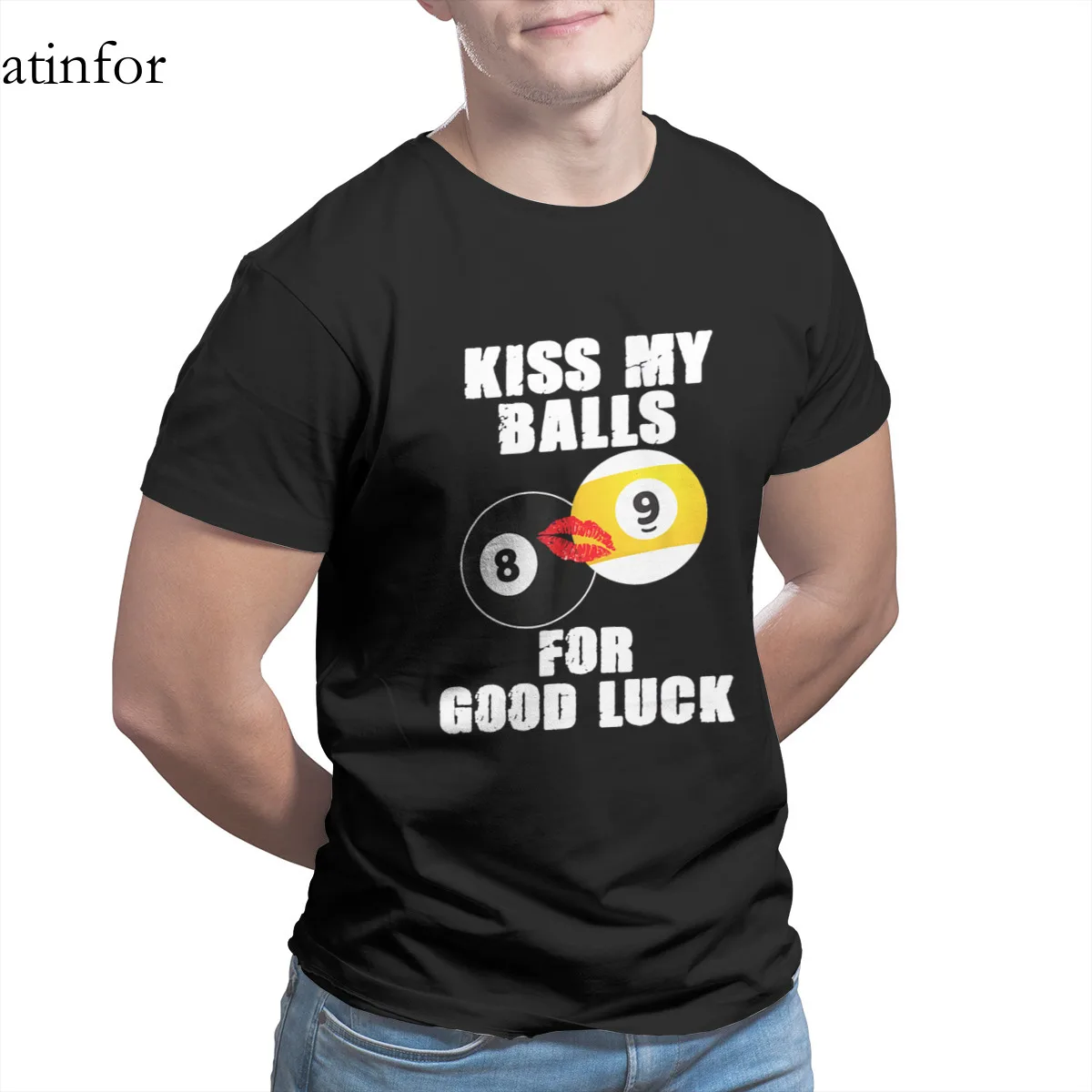 Рубашка Kiss My Balls For Good Luck забавная бильярдная необходимая вещь оригинальные игры