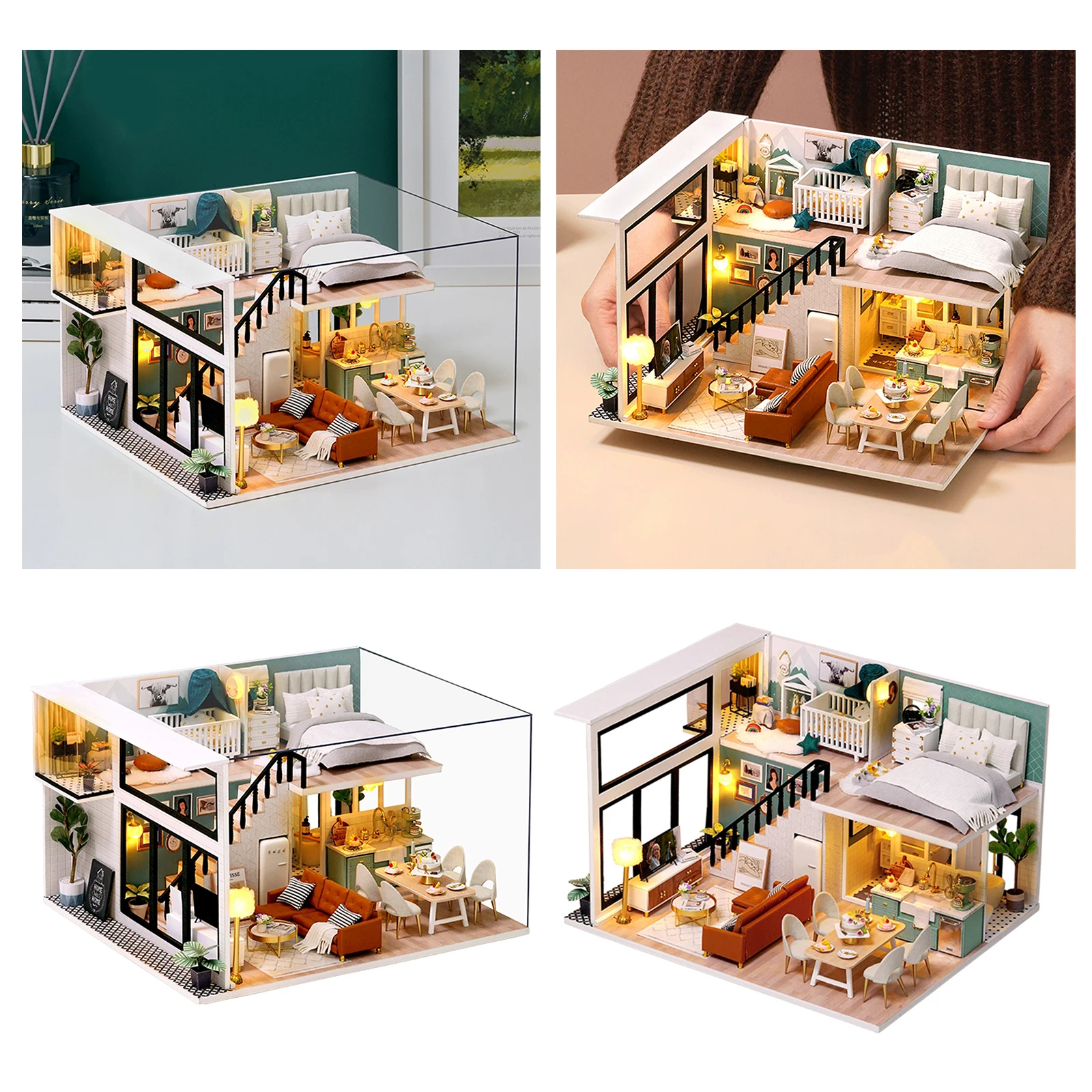 

DIY Mini Wooden Dollhouse Model Kit 12th House with Furniture and LED Best Birthday Gifts for Adults Creative Room Home Decor
