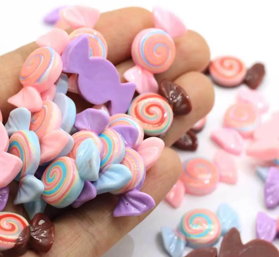 

Kawaii Rainbow Candy Resin Cabochon Flatback Shape Simulation Food DIY Scrapbooking Embellishment Decoration Crafts