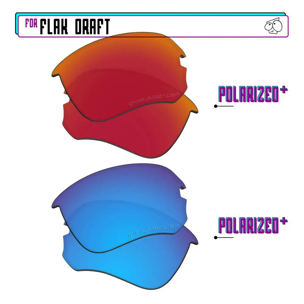 EZReplace Polarized Replacement Lenses for - Oakley Flak Draft Sunglasses - BlueP Plus-RedP Plus