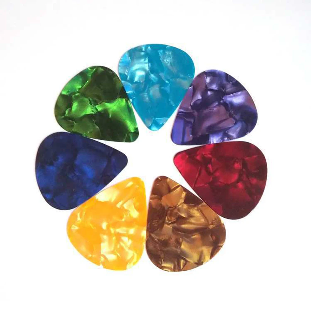10pcs bunte akustische picks gitarre picks plektrum celluloid elektro glatte abs046mm 071mm 096mm gitarre pick zubehör free global shipping