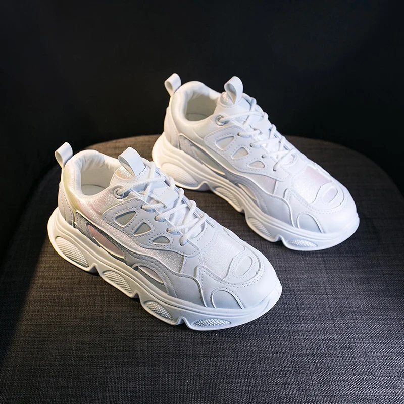 

2021 Women's Vulcanized Shoes Lace Up Ladies Platform Casual Comfort Shoes Women Chunky Sneakers Spring Women Mid Heel Dad Shoes
