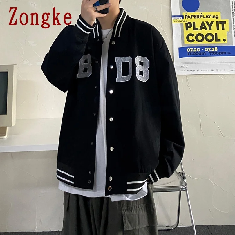 

Zongke Varsity Jacket Men Clothing Japanese Streetwear College Jacket For Men Style 3XL 2022 New Arrivals