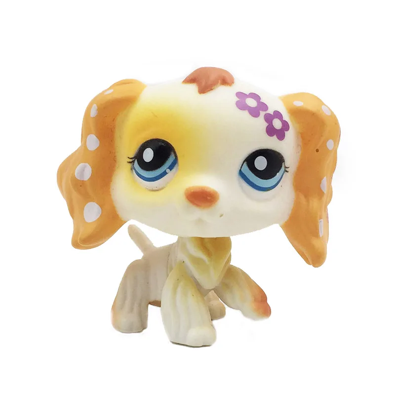 Милые игрушки LPS pet shop кошка редкая спаниель собака #1615 желтый щенок с фиолетовыми