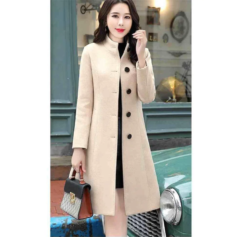 Женское шерстяное пальто размера плюс Blue новинка 2021 Модный облегающий
