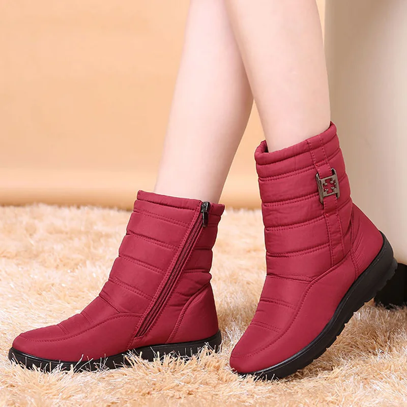 

2021 New Women Boots Winter Snow Boots Female Warm Fur Ankle Boots For Women Shoes Wedge Heel Winter Boots Zipper Botas Mujer