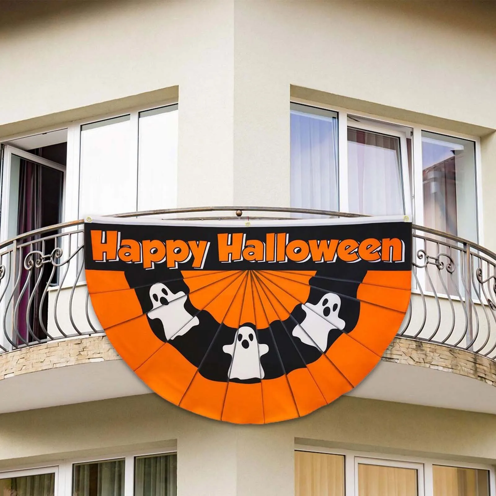 

Флаги в стиле Хэллоуина, баннеры, украшение, призрачный флаг, плиссированный флаг, Веерообразный подвесной флаг, поручни, декор для вечерние...